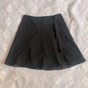 LOFT Black Metallic A-Line Skirt, 0. Good Condition.